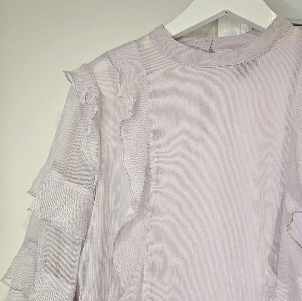 Ann Taylor Mock neck Lavendar Sheer Blouse size S - Picture 3 of 6